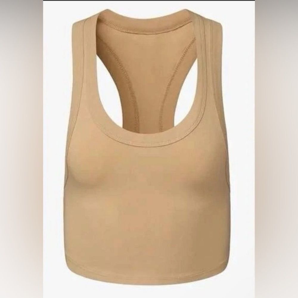 NWT wwt168-01 WeWoreWhat Cropped Scoop Tank Top in beige